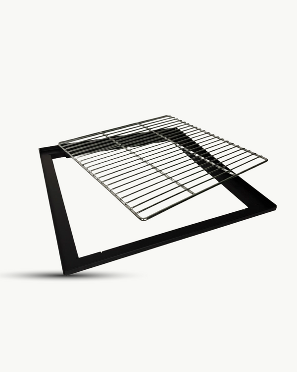 Grillaufsatz für The Only One Feuertonne – Grillset mit Edelstahl-Grillrost 42 x 42 cm & hitzebeständigem Grillrahmen