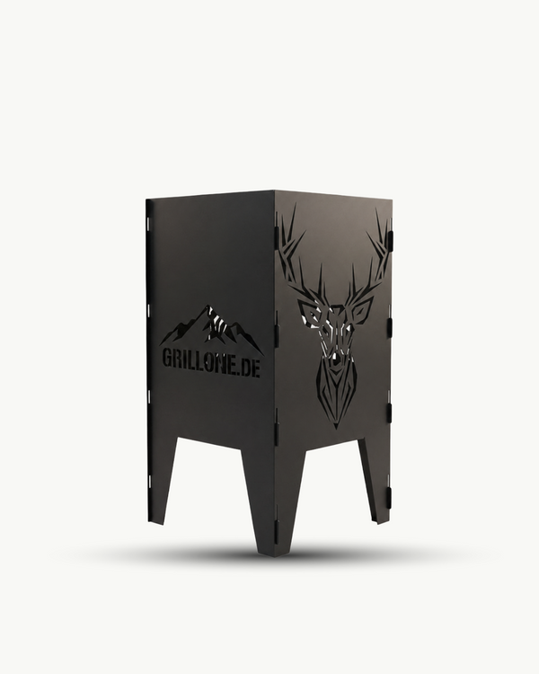 The Only One Feuertonne Hirsch 75 cm – Feuerstelle, Grill & Plancha in einem