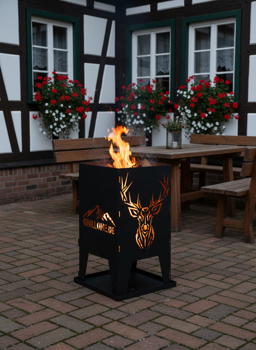Feuertonne mit Hirsch-Design